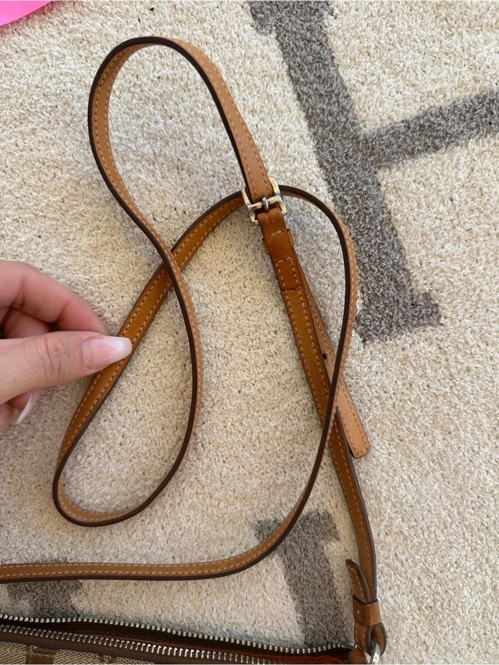 Coach Brown Signature Canvas Crossbody with Tan Leather Trim 2005 Y2K